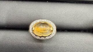 k18 プラチナ シトリン ダイヤ リング